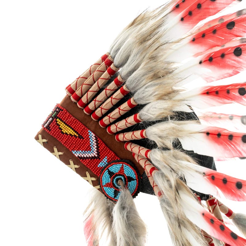 Novum Crafts Feather Headdress | Native American Indian Inspired | Red Tips - Image 3