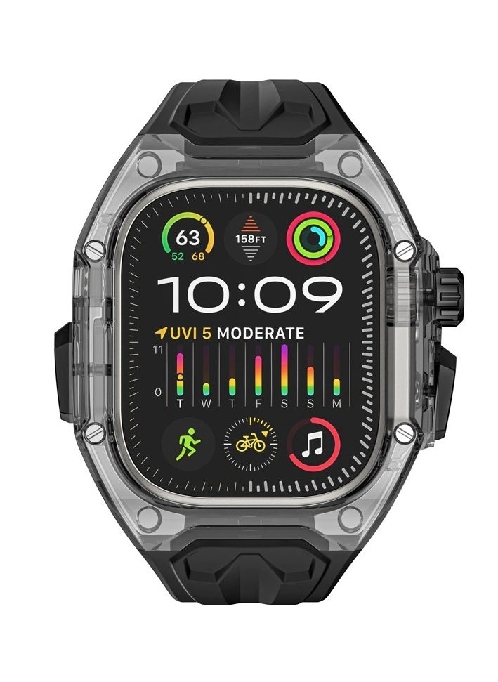 Samu Apple Watch ULTRA 1/2 49MM Integrated Strap, Apple Watch Ultra 1/2 Protective Case Strap transparently black  - Image 1