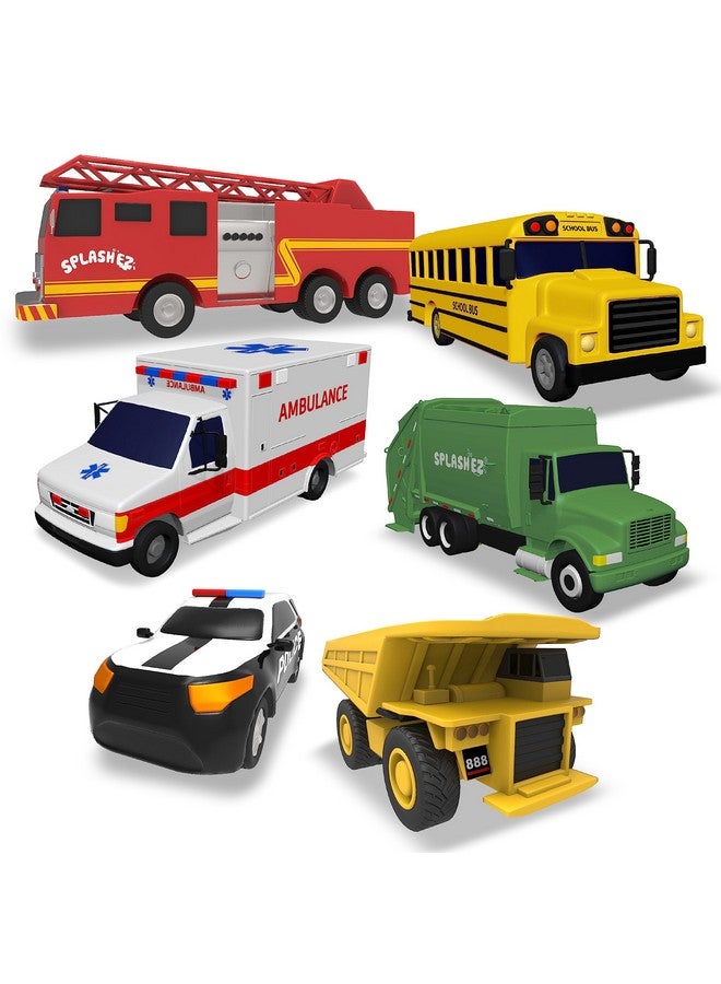 SplashEZ Mold Free Bath Toys for Babies & Toddlers, Car No Hole Bath Toys for Kids, Toddler Gift, No Mold Bathtub Water Vehicles Set for Kids, Pool, BPA-Free, Fun, Infant Ages 1 3 6 12 18 Months, 6 - Image 1