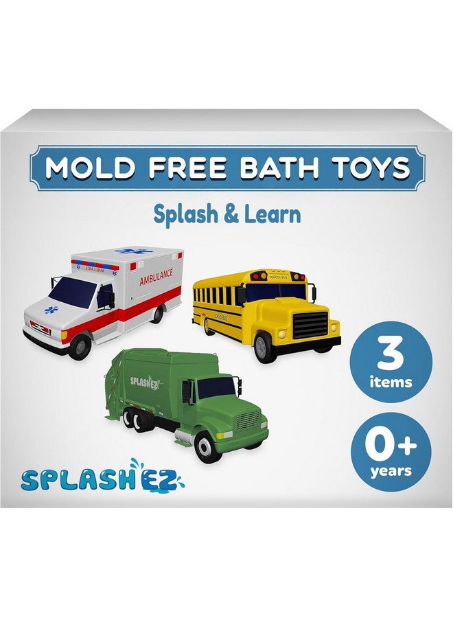 SplashEZ Mold Free Bath Toys for Babies & Toddlers, Car No Hole Bath Toys for Kids, Toddler Gift, No Mold Bathtub Water Vehicles Set for Kids, Pool, BPA-Free, Fun, Infant Ages 1 3 6 12 18 Months, 6 - Image 3