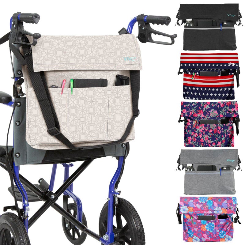 Vive XL Wheelchair Accessories Bag Waterproof ScratchResistant DoubleStitched Machine Washable for Adults Seniors 15 Colors Storage Walker Backpack to Hang on Back of Wheel Chair