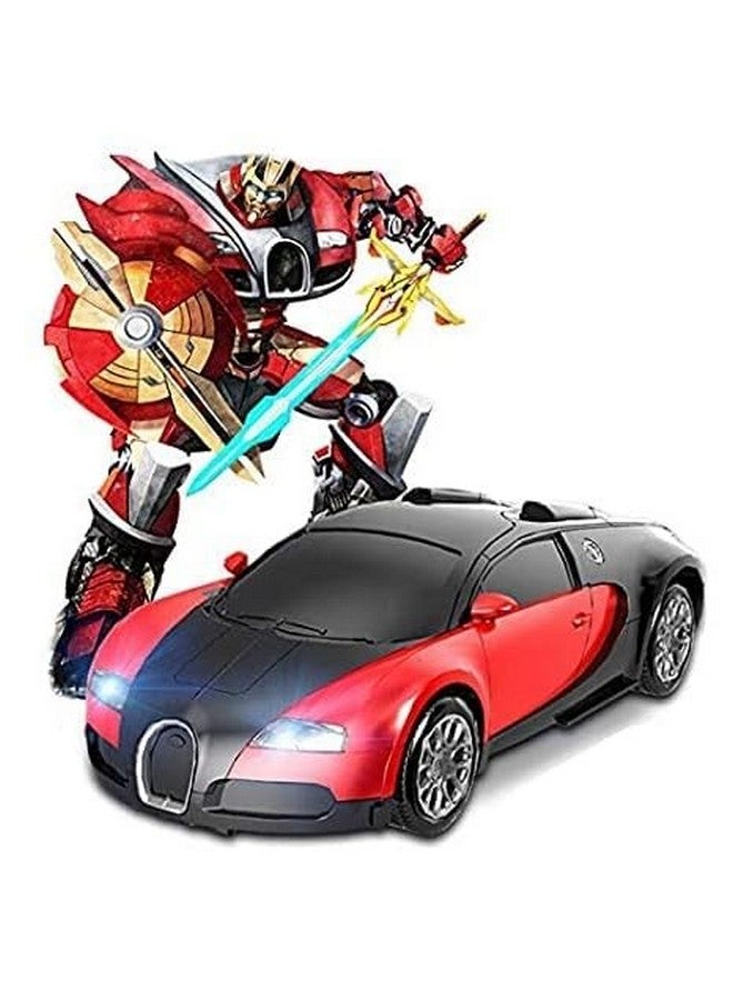 فيماس كواليتي سيارة تحويل عالية الجودة إلى روبوت، روبوت إلى سيارة تلقائيًا، لعبة ترا، مع ضوء وصوت للأطفال (أحمر وأزرق) - Image 1