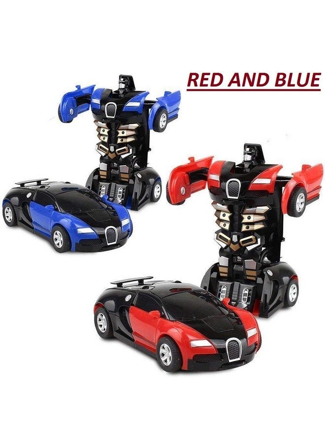 فيماس كواليتي سيارة تحويل عالية الجودة إلى روبوت، روبوت إلى سيارة تلقائيًا، لعبة ترا، مع ضوء وصوت للأطفال (أحمر وأزرق) - Image 4