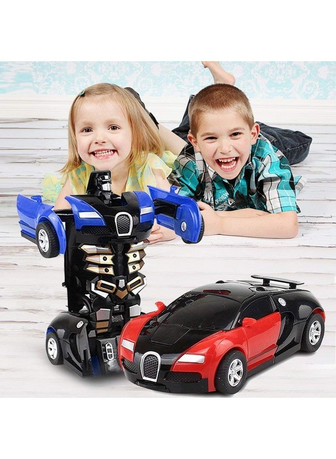 فيماس كواليتي سيارة تحويل عالية الجودة إلى روبوت، روبوت إلى سيارة تلقائيًا، لعبة ترا، مع ضوء وصوت للأطفال (أحمر وأزرق) - Image 3