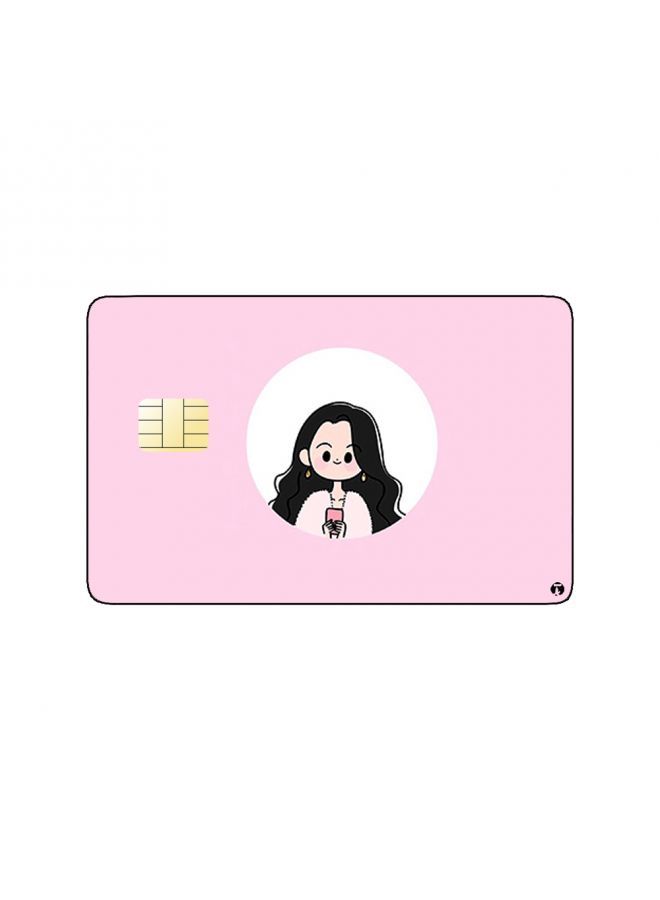 RKN PRINTED BANK CARD STICKER Cute Girl Drawing With Mobile Phone - Image 2