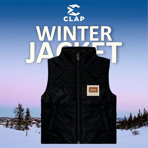 CLAP Unisex Kids Sleeveless Winter Jacket with Zip Closure (IN, Age, 1 Year, 2 Years, Regular, Black) - Image 2