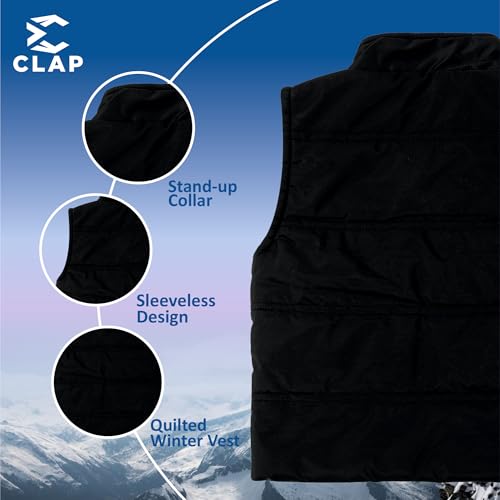 CLAP Unisex Kids Sleeveless Winter Jacket with Zip Closure (IN, Age, 1 Year, 2 Years, Regular, Black) - Image 5