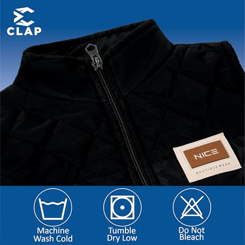 CLAP Unisex Kids Sleeveless Winter Jacket with Zip Closure (IN, Age, 1 Year, 2 Years, Regular, Black) - Image 3