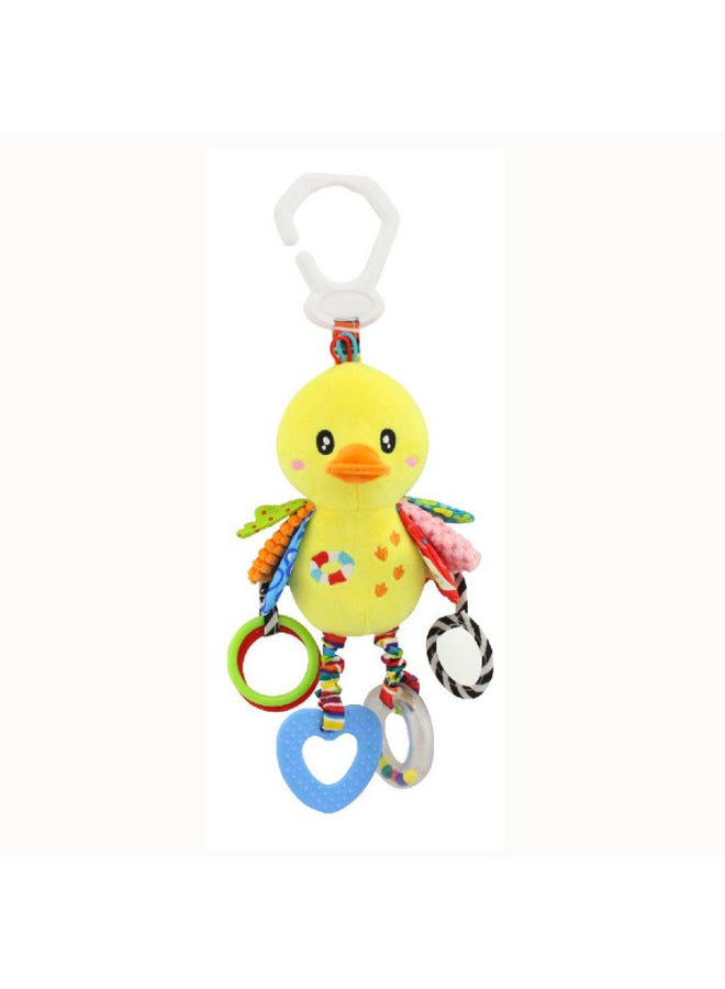 Happy Monkey Baby Bed Hanging Animal Rattle Pendant Toddler With Teeth Bb Ring Paper Plush Toy-Color:H026C Yellow Duck - Image 1