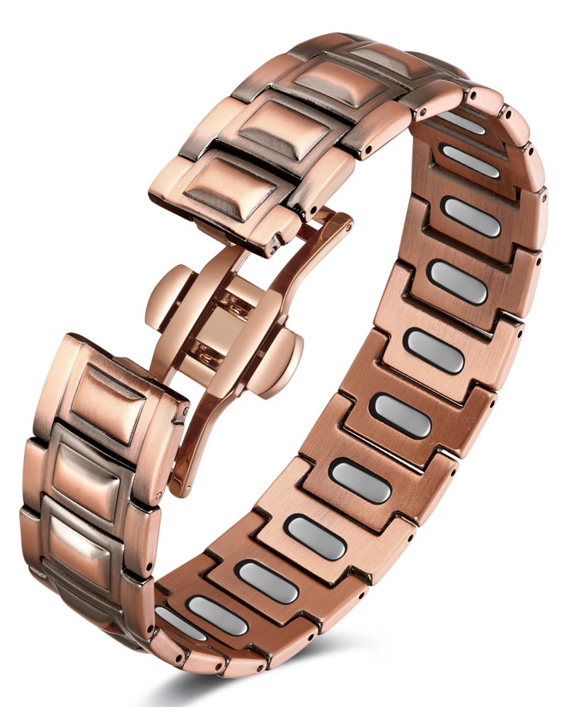 Feraco Copper Magnetic Therapy Bracelet for Men with 5X Strength Magnets,99.99% Pure Copper Therapy Bracelet with 5000 Gauss Magnets - Image 1