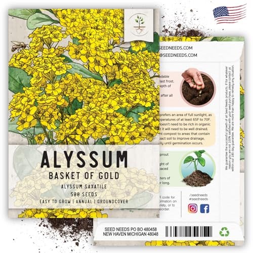Seed Needs Heirloom Alyssum Flower Seed Packet Collection Variety Pack (Includes 4 Packets) Basket of Gold, Royal Carpet, Dwarf Pink & Carpet of Snow - Perfect for Rock Gardens - Image 5
