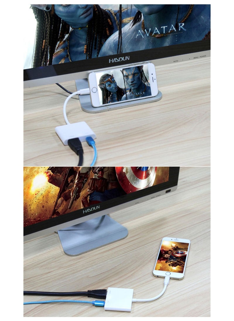 Youque - 1080P Lightning To HDMI Adapter For Apple White - Image 1