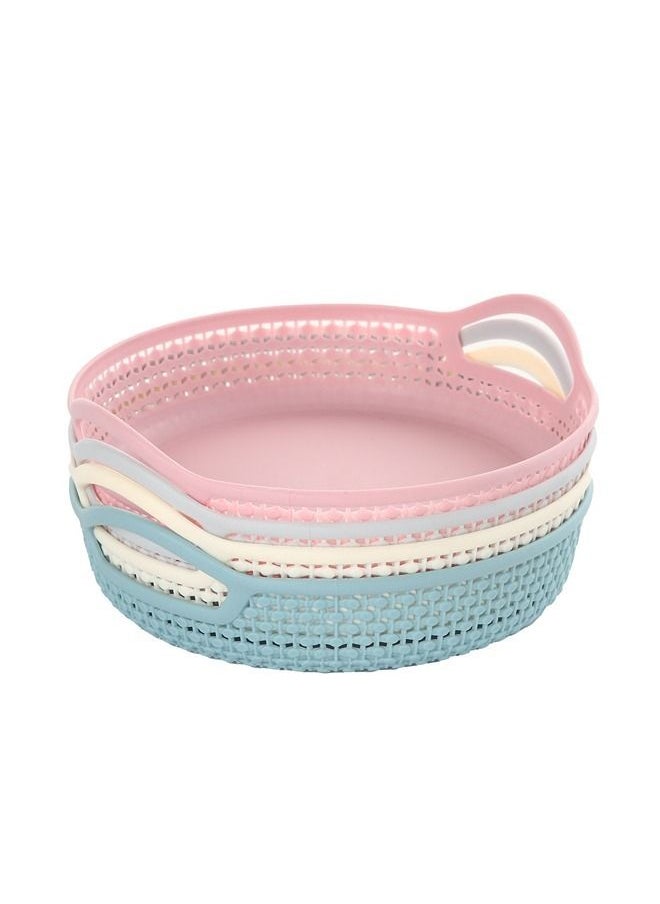 Yonovo Round Plastic Basket 4 Piece Multicolour |Storage & Organization|Containers|Shelf Baskets|Pantry Storage Boxes for Organizing|Cabinets bin| Bathroom Storage  - Image 1