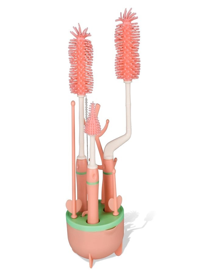 Aaronbird Baby Bottle Cleaning Kit with Straw Brushes – Ergonomic Handle & Compact Storage Stand for Easy Cleaning - Image 1