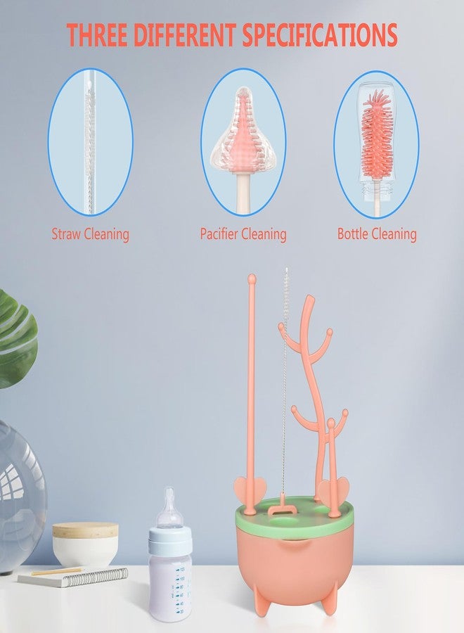 Aaronbird Baby Bottle Cleaning Kit with Straw Brushes – Ergonomic Handle & Compact Storage Stand for Easy Cleaning - Image 2