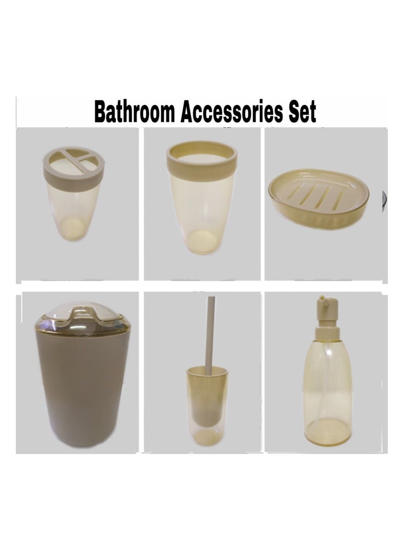 6-Piece Bathroom Accessories Set Beige Transparent  - Image 3