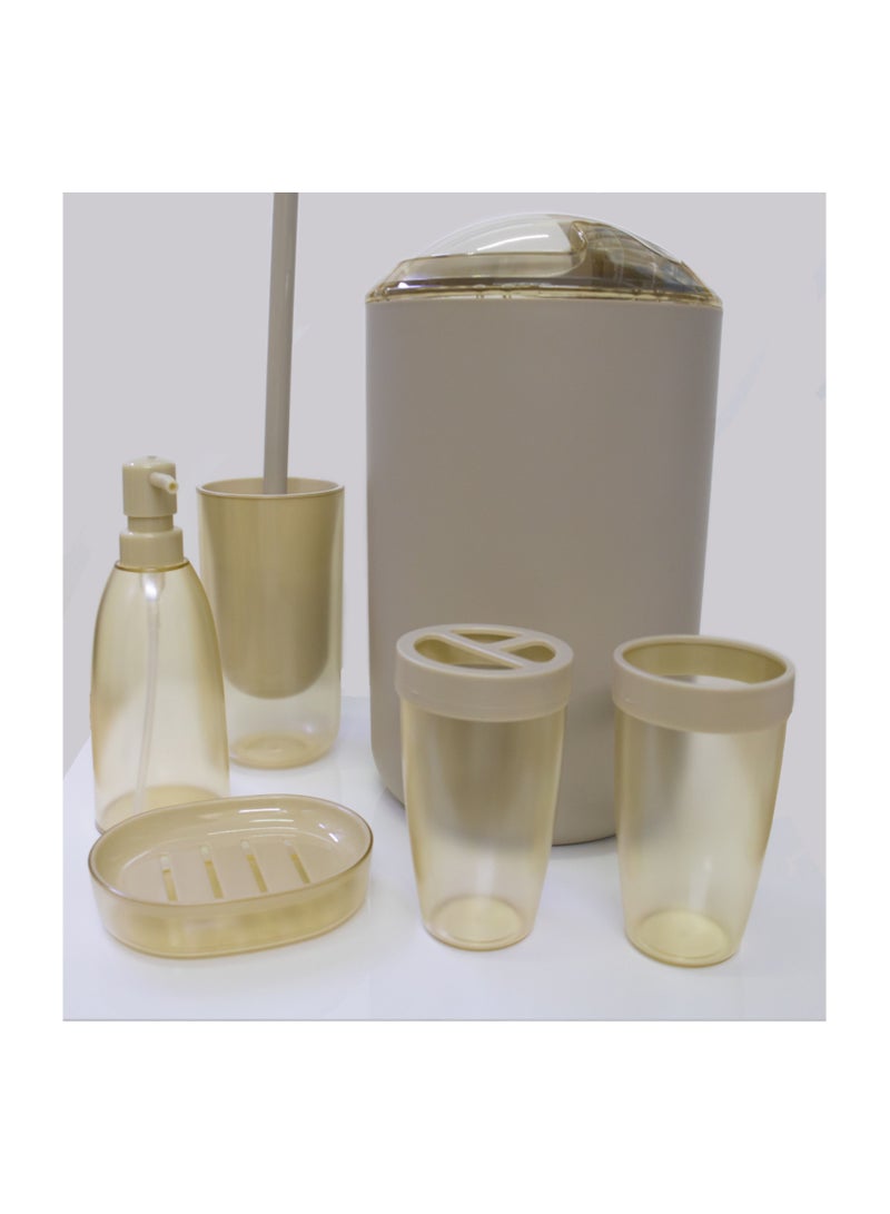 6-Piece Bathroom Accessories Set Beige Transparent  - Image 1