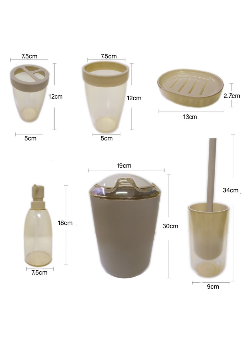 6-Piece Bathroom Accessories Set Beige Transparent  - Image 2