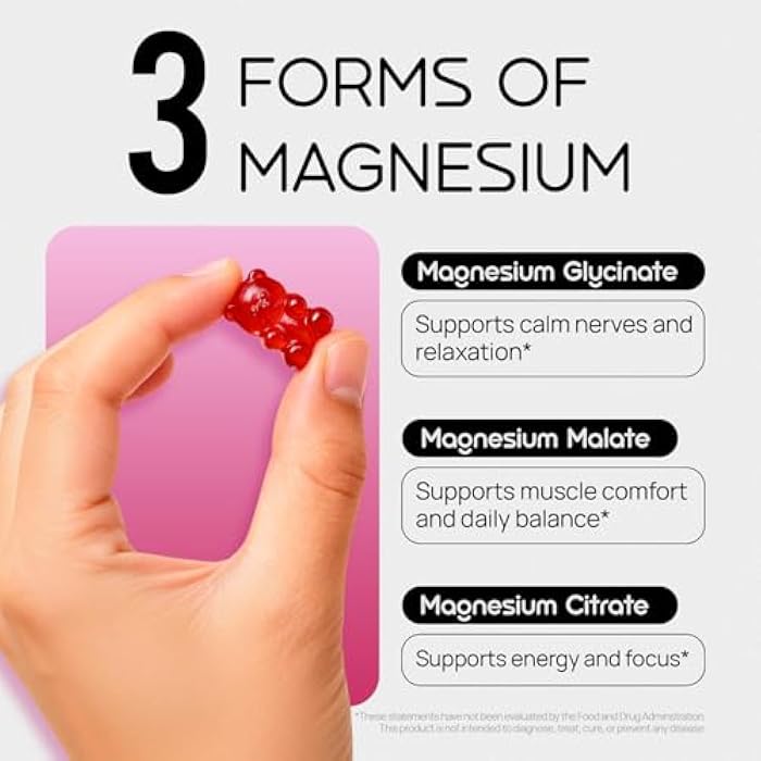 Selerb Magnesium Glycinate Gummies for Kids & Adults Melatonin Free Calm Magnesium Gummies with Citrate, Malate, B6, D3, Calcium & L-Theanine for Sleep Relaxation, Bone & Muscle Magnesium for Kids | 60 Count - Image 3