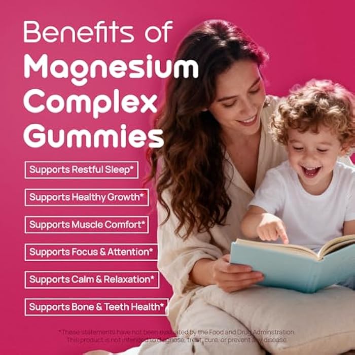 Selerb Magnesium Glycinate Gummies for Kids & Adults Melatonin Free Calm Magnesium Gummies with Citrate, Malate, B6, D3, Calcium & L-Theanine for Sleep Relaxation, Bone & Muscle Magnesium for Kids | 60 Count - Image 2