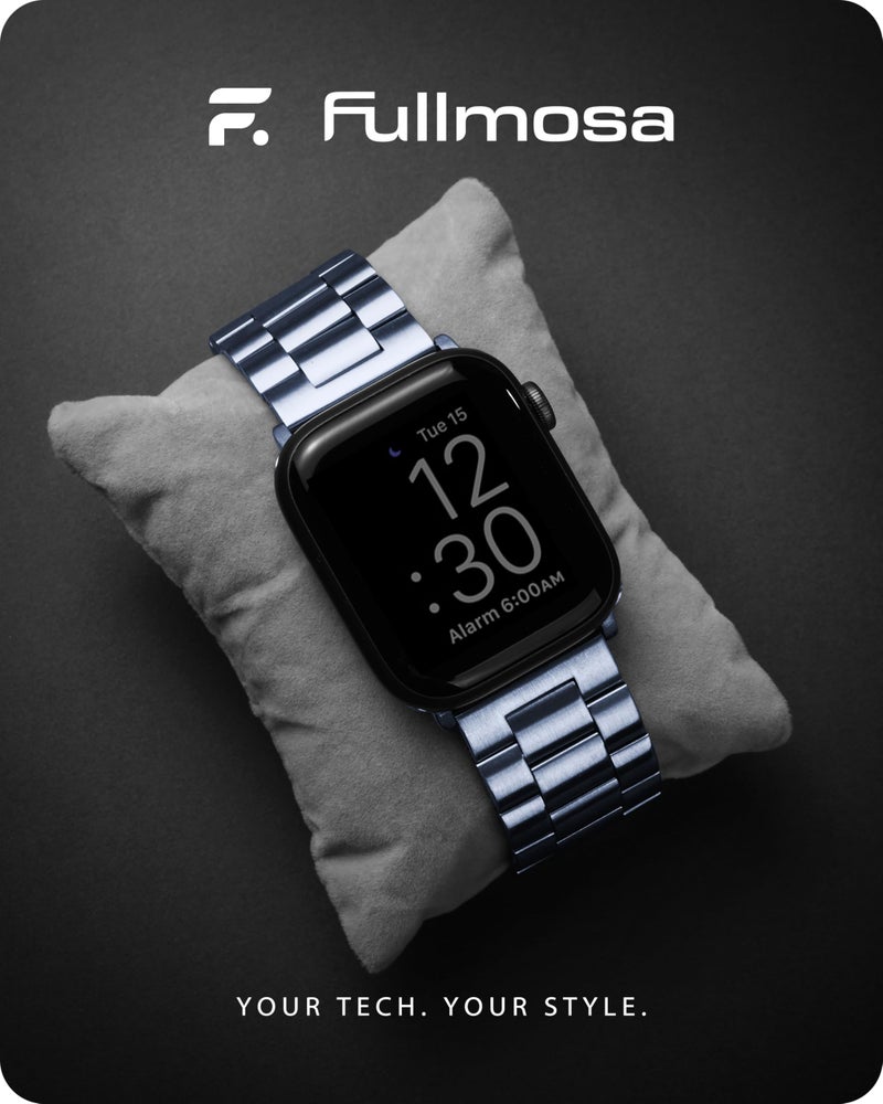 Fullmosa Metal Band Compatible with Apple Watch Bands 45mm 44mm 42mm, iWatch Band with Case for Apple Watch Series 9 8 7 6 5 4 3 2 1 SE3/2/1, Blue Grey - Image 2