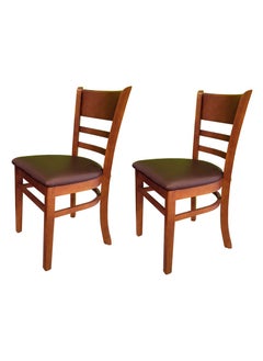 LANNY Jeffcoco Furniture Solid wood Dining Chair, Brown Wooden Chair, For Kitchen Table, Restaurant (Chair 2 Piece)  - Image 1
