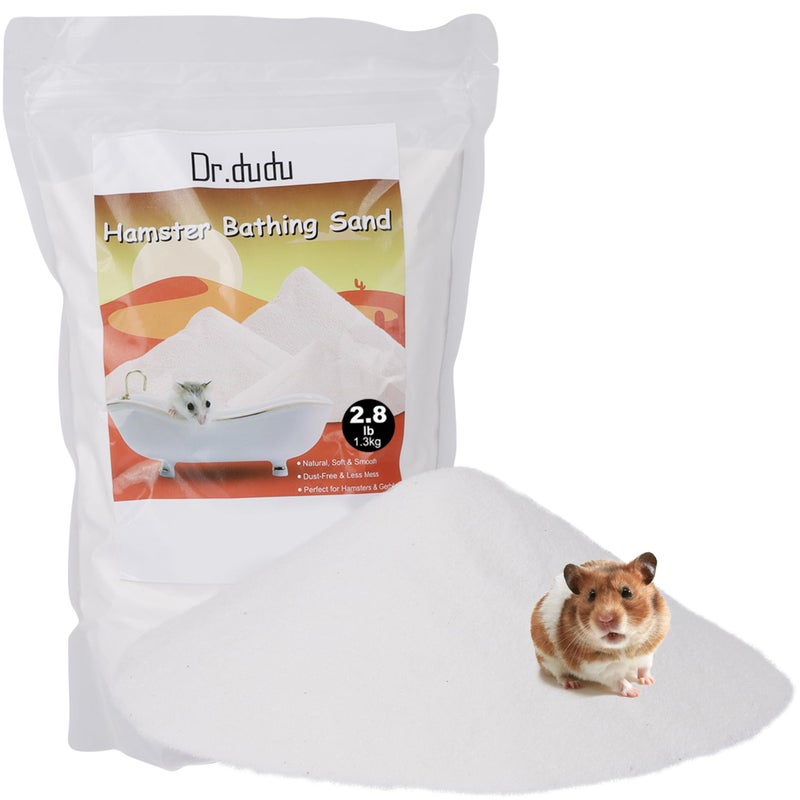 DR.DUDU Hamster Bath Sand, 2.8lb Dust Free Desert Sand or Potty Litter Sand for Hamster Chinchillas Gerbil Syrian Mice Small Animals (White) - Image 1