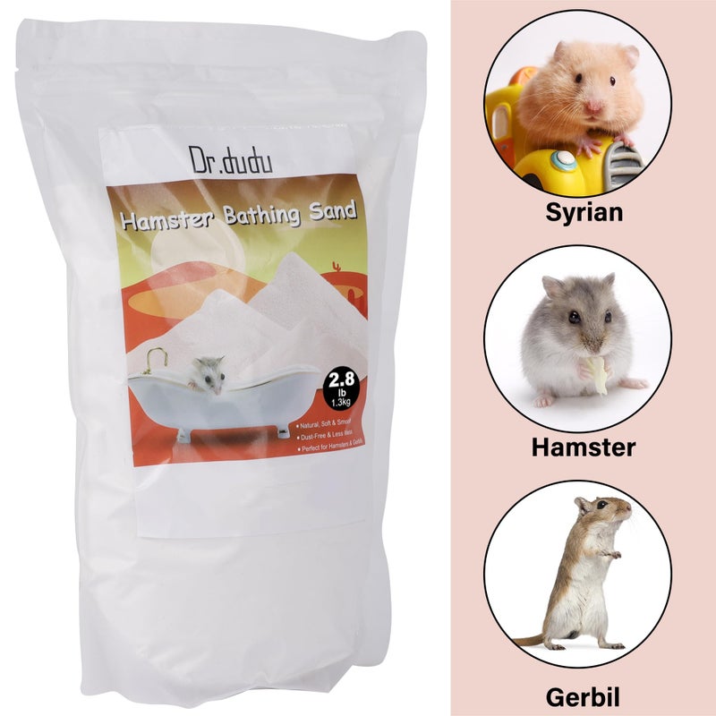 DR.DUDU Hamster Bath Sand, 2.8lb Dust Free Desert Sand or Potty Litter Sand for Hamster Chinchillas Gerbil Syrian Mice Small Animals (White) - Image 2
