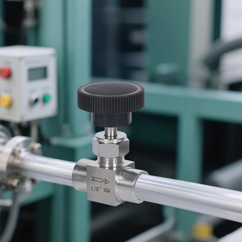 Inline Needle Valve, 304 Stainless Steel Manual Flow Control With 1/8 Npt Thread For Water, Air, Oil Systems - Image 4