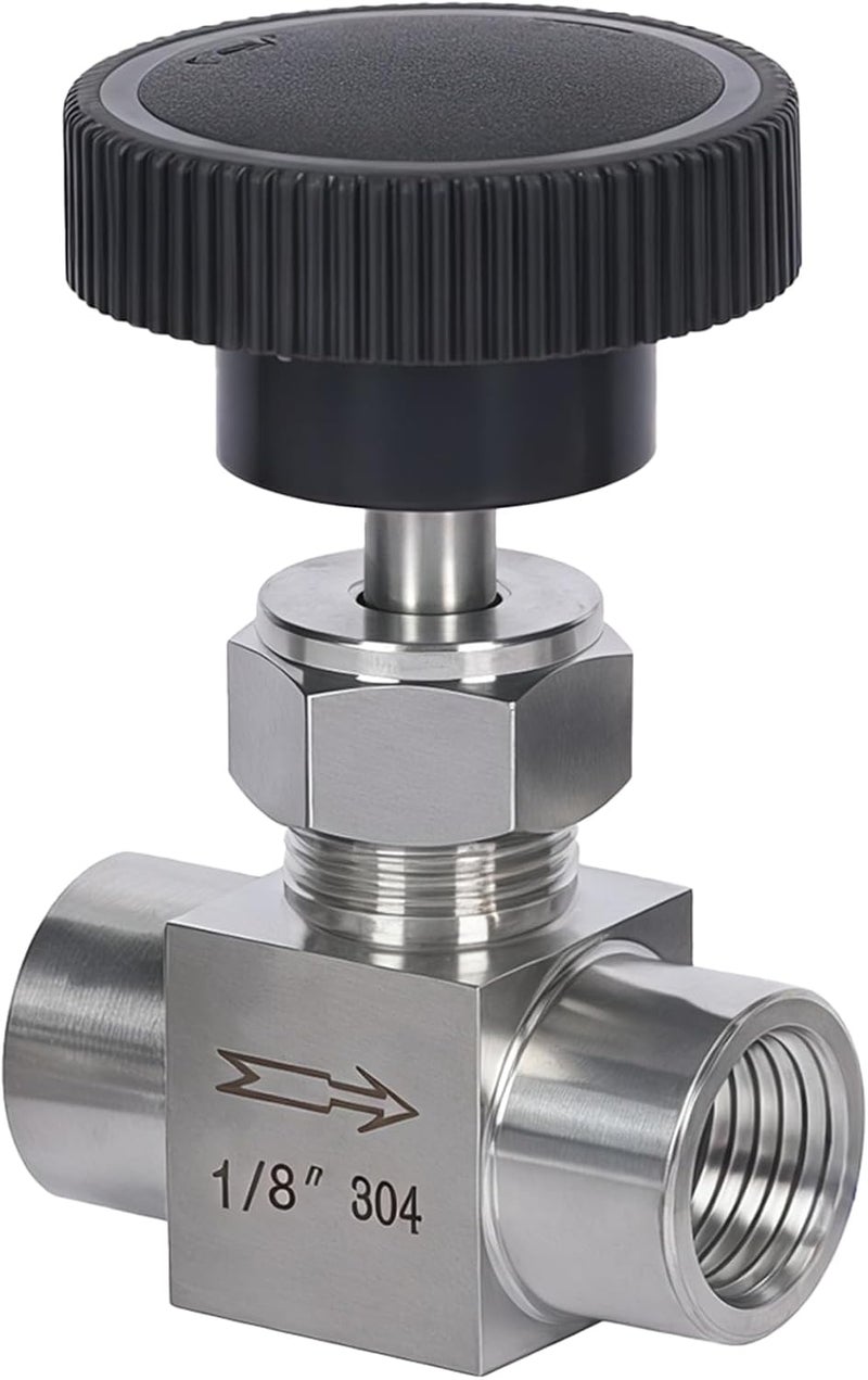 Inline Needle Valve, 304 Stainless Steel Manual Flow Control With 1/8 Npt Thread For Water, Air, Oil Systems - Image 1