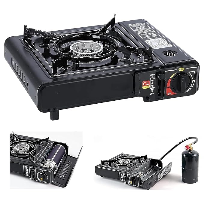 EYUVAA LABEL Portable Gas Stove for Travel with Carrying Case| Dual Fuel Camping Stove for LPG & Butane Cylinder| Compact Cooking Stove for Indoor, Outdoor Camping, Hiking & Emergency Use - Image 2