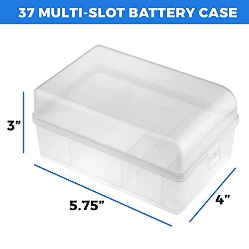 GlossyEnd Set of 2, 37 Slot Multi Battery Storage Box, Battery Storage Case, Battery Holder, Stores: 15 AA Batteries, 12 AAA Batteries, 6 C Batteries, 2 D Batteries and 2 9V Batteries, Clear - Image 4
