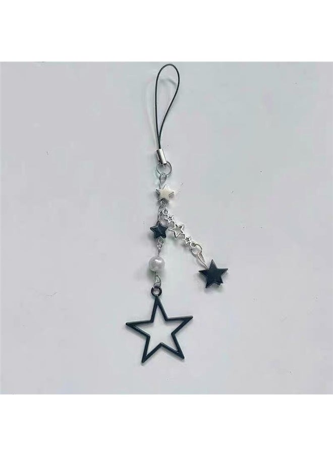 yongsheng Black Starry Chic Phone Chain Accessory，Cute Phone Charm Strap, Star Chain Lanyard String for Bag Purse Backpack Wallet Airpods Pendants Decor  - Image 4