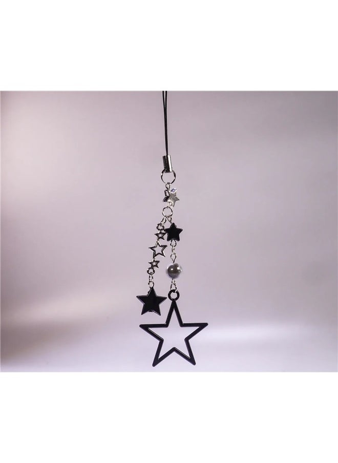yongsheng Black Starry Chic Phone Chain Accessory，Cute Phone Charm Strap, Star Chain Lanyard String for Bag Purse Backpack Wallet Airpods Pendants Decor  - Image 2