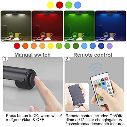 LUXSWAY Picture Lights Rechargeable,Painting Light for Picture with Aluminum Finish,Upgrade 12 Color Changing Art Lights with Timer for Display,Dart Board Lighting-Black - Image 3