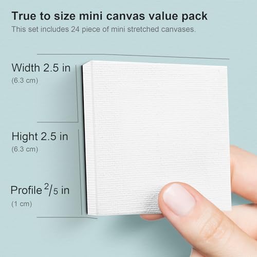 AUREUO Mini Magnetic Stretched Canvas 2.5x2.5 Inch / 24 Pack - Small Square Wrapped Canvas Board with Magnet Back, Art Gift Set Tiny Framed Bulk Pack Canvases for Halloween Painting & Craft - Image 2
