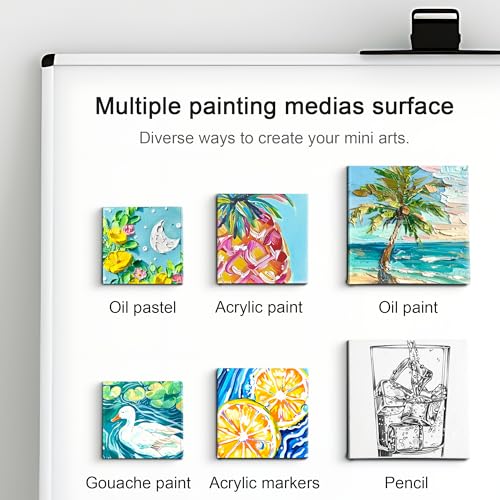 AUREUO Mini Magnetic Stretched Canvas 2.5x2.5 Inch / 24 Pack - Small Square Wrapped Canvas Board with Magnet Back, Art Gift Set Tiny Framed Bulk Pack Canvases for Halloween Painting & Craft - Image 5