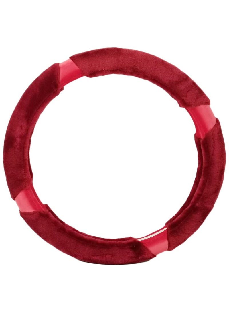 Agc Premium Quality 38cm Fluffy Steering Wheel Cover Medium Size Red - Image 3