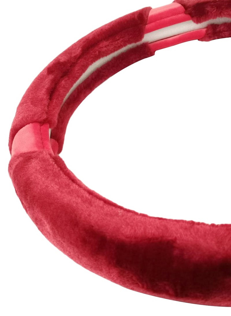 Agc Premium Quality 38cm Fluffy Steering Wheel Cover Medium Size Red - Image 4