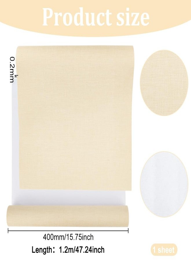 BENECREAT 47.25x15.75 Inch Wheat Book Binding Cloth, Bookcover Fabric Surface with Paper Backed Linen Upholstery Fabric for Book Binding Scrapbooking DIY Crafts Scrapbooking - Image 2