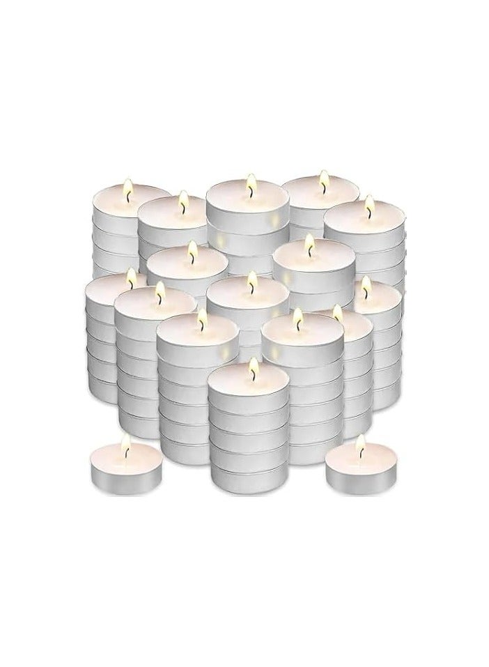 تي لايت عبوة من ١٠٠ شمعة صغيرة، شموع صغيرة بيضاء بدون دخان، تدوم طويلًا، بدون تقطير، لحفلات الزفاف، حفلات السبت، شموع صغيرة لتزيين المنزل - Image 2