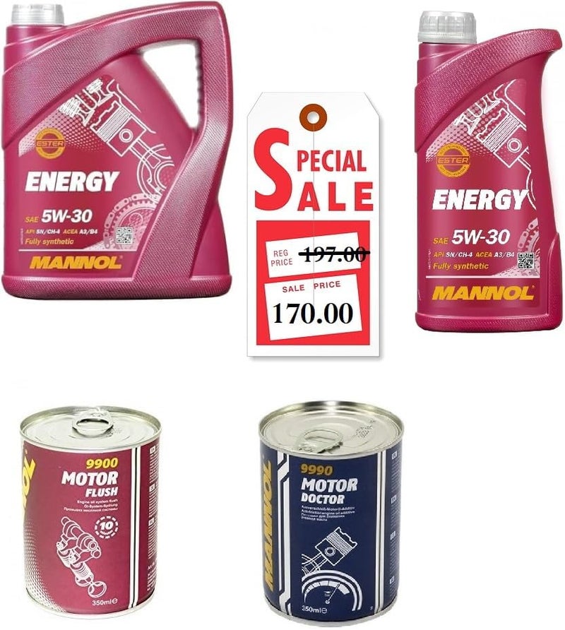 Mannol Engine Flush Kit with 5W-30 Oil