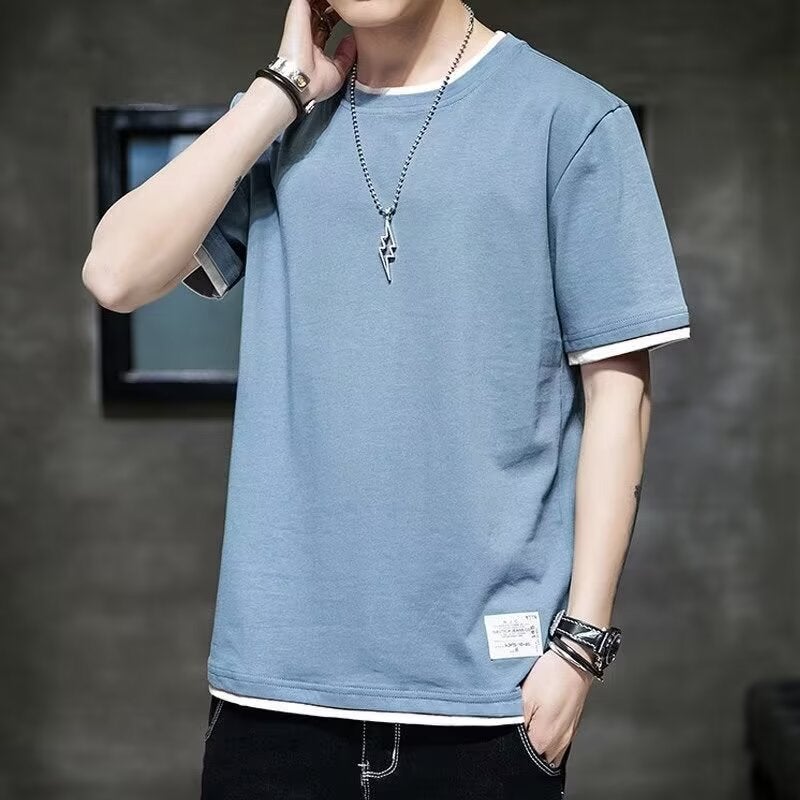 Men'S T-Shirt Fashion Brand Short-Sleeved T-Shirt Round Neck Simple Casual Bottoming Shirt Youth Student Top - Image 2