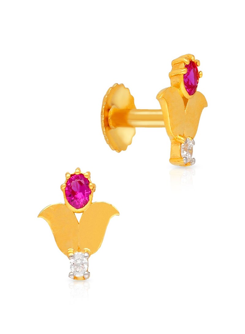 Malabar Gold and Diamonds 22 Karat 916 Purity Studs Style Screw Back Earring for Women DZER127 - Image 1