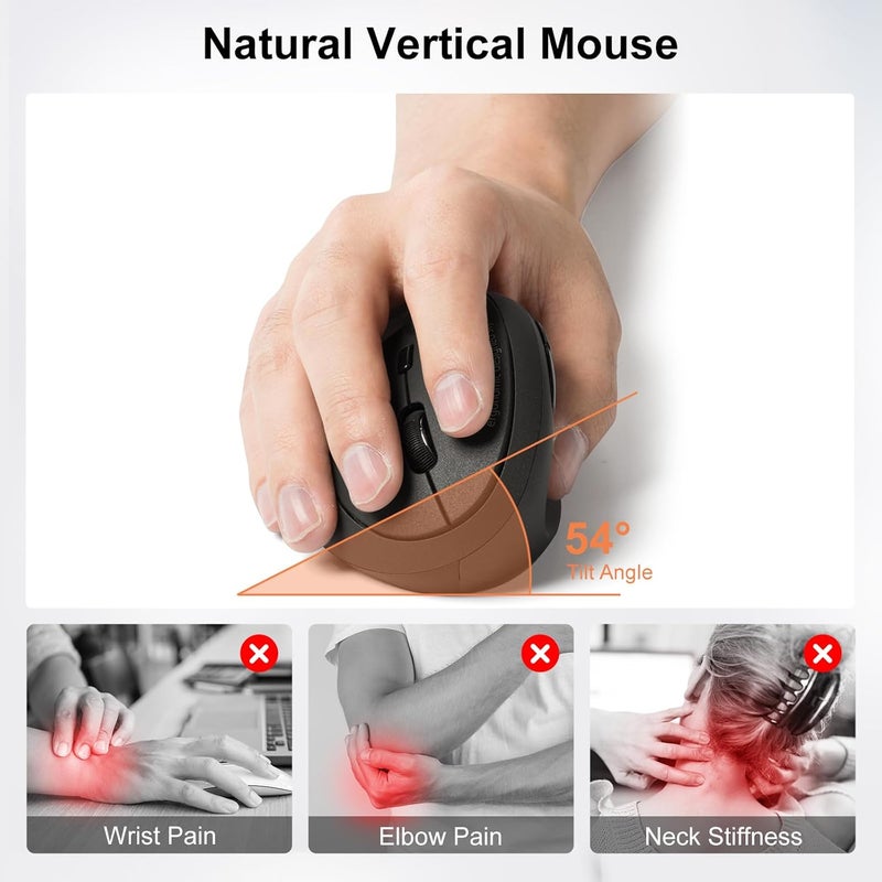 SANWA 2.4G Wireless Ergonomic Mouse, Optical Vertical Mice, for Small Hands, Reduce Wrist Strain, (800/1200/1600 Adjustable DPI, 6 Buttons) Compatible with MacBook, Laptop, Windows, Mac OS, GMAERGW17 - Image 3