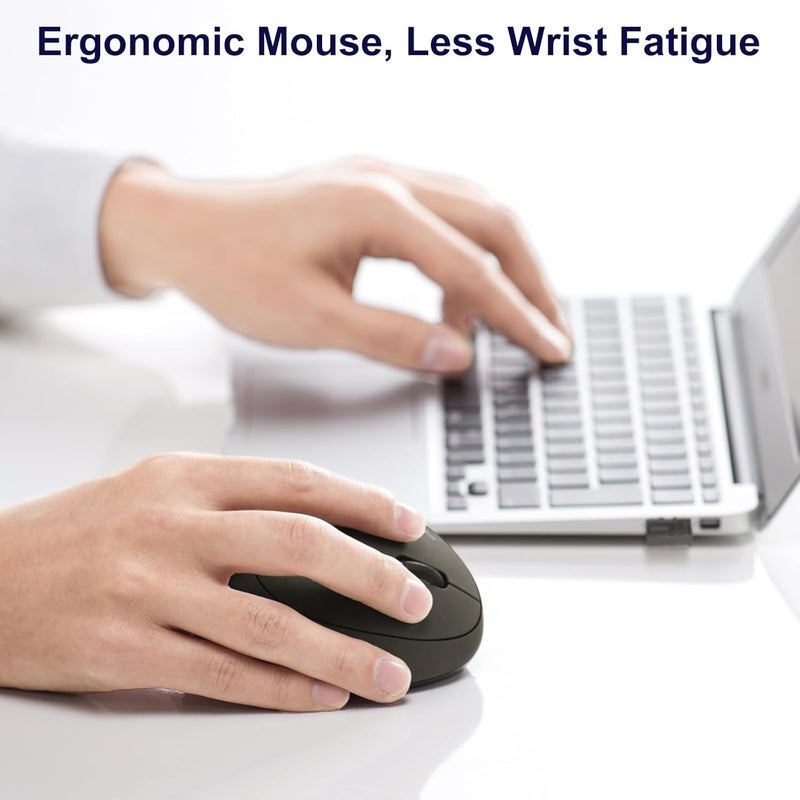 SANWA 2.4G Wireless Ergonomic Mouse, Optical Vertical Mice, for Small Hands, Reduce Wrist Strain, (800/1200/1600 Adjustable DPI, 6 Buttons) Compatible with MacBook, Laptop, Windows, Mac OS, GMAERGW17 - Image 2