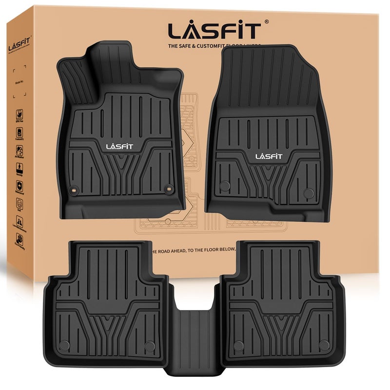 LASFIT Floor Mats for Honda Accord Sedan 2018 2019 2020 2021 2022 Include Gasoline Hybrid All Weather TPE Custom Fit AntiSlip Full Coverage Floor Liners1st and 2nd Row Black
