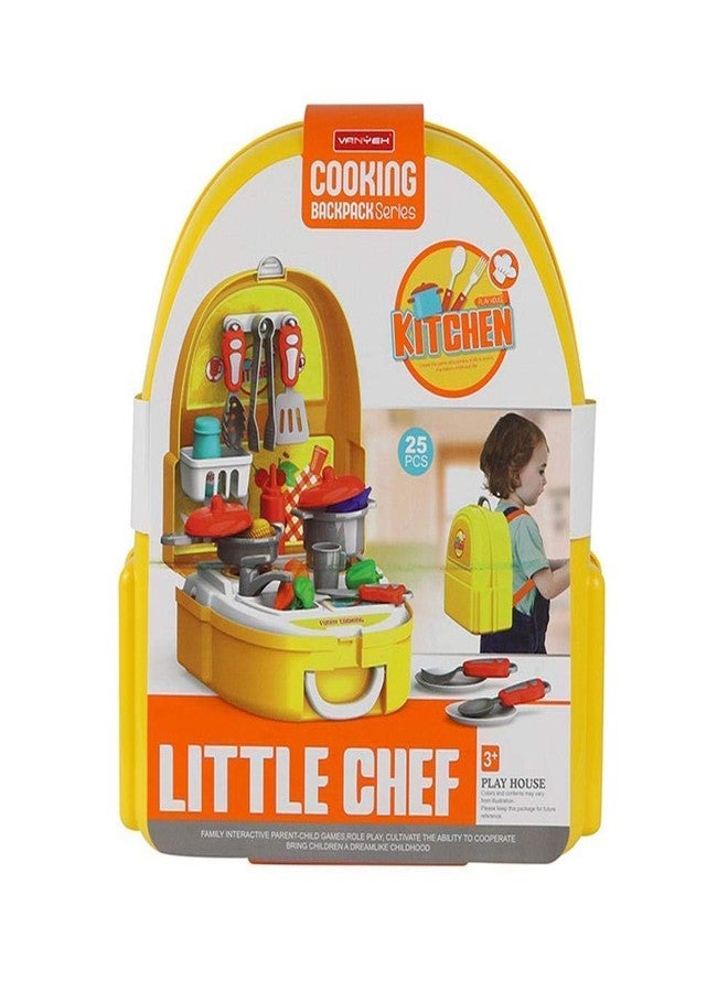 Vikrida 2 in 1 Backpack Little Chef Kids Kitchen Play Set with Light & Sound Cooking Kitchen Set Play Toy (School Bag Kitchen) - Image 1