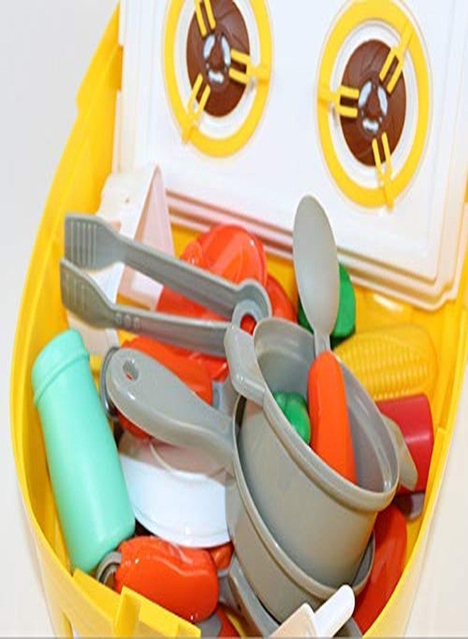 Vikrida 2 in 1 Backpack Little Chef Kids Kitchen Play Set with Light & Sound Cooking Kitchen Set Play Toy (School Bag Kitchen) - Image 4