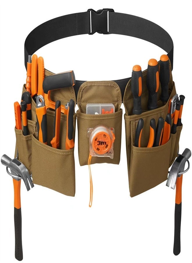 Generic Waist Tool Belts with 19 Pocket, Gardening Canvas Work Belt with Quick Release Buckle, Adjustable Utility Belt Work Apron for Men and Women, Gardening, Electrician, Carpenter, Construction Tool Belt 